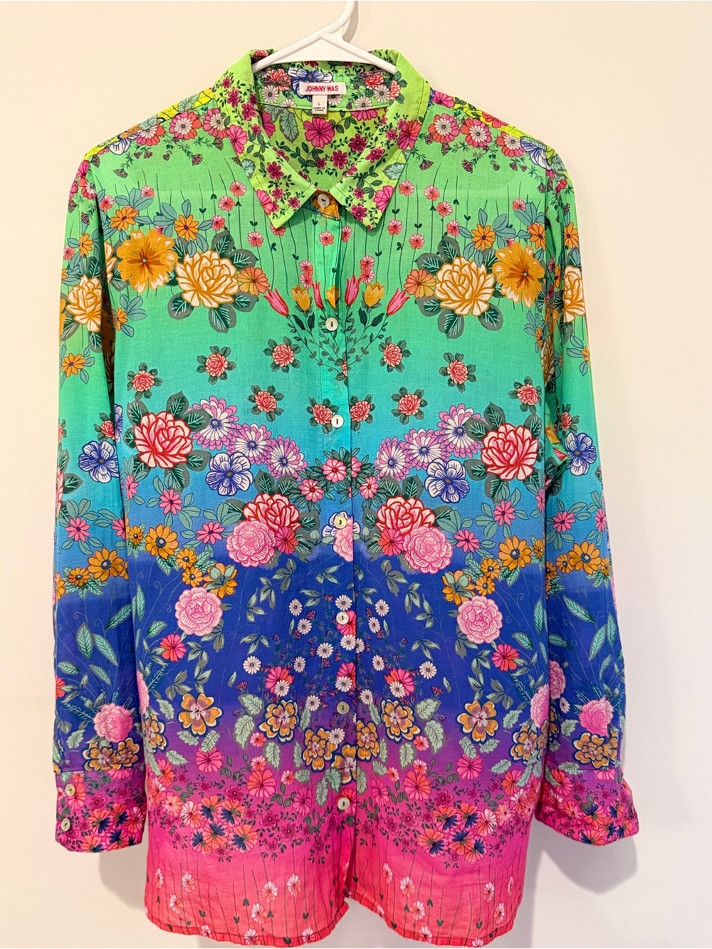 Johnny Was Rainbow Field Henley Popover Tunic